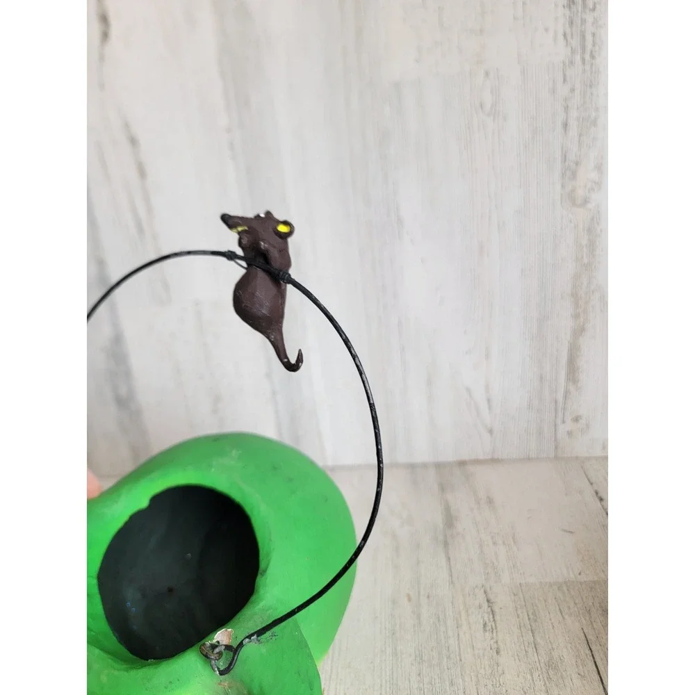 Vintage paper mache goblin gremlin candy bucket Halloween home unique